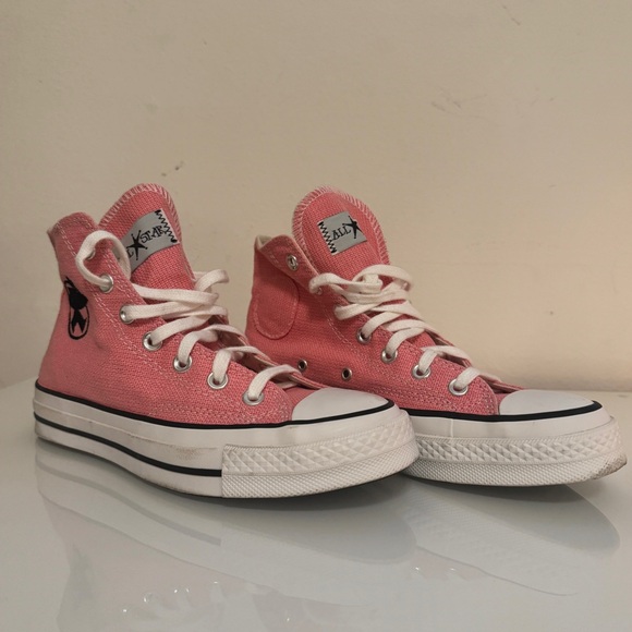 Converse Pink Canvas High-Tops - Picture 2 of 3
